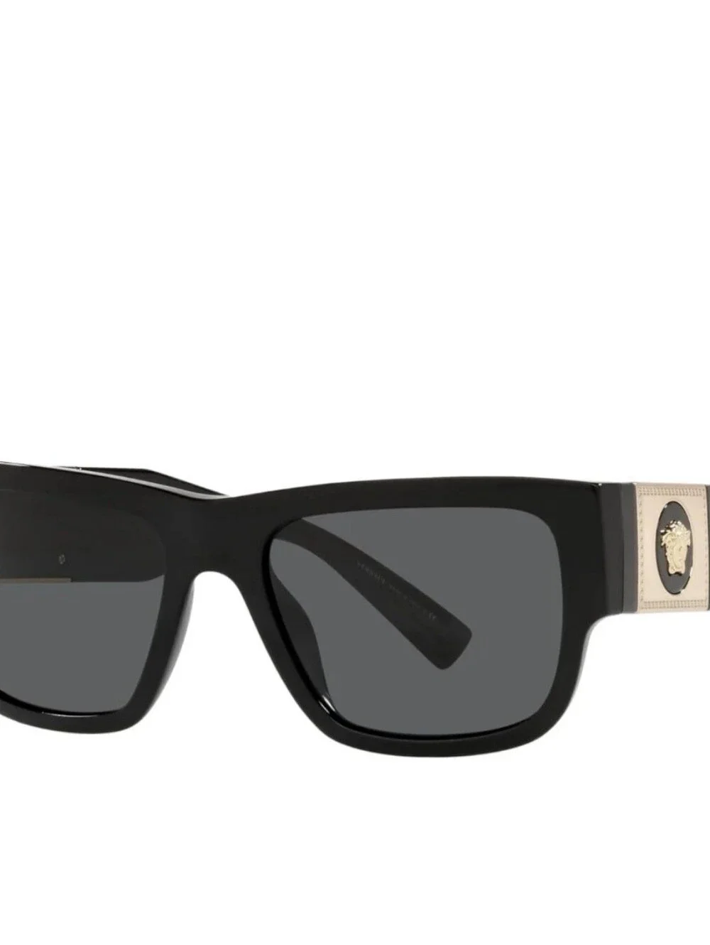 Versace Black Sunglasses with Gold Medusa Plaque. Versace